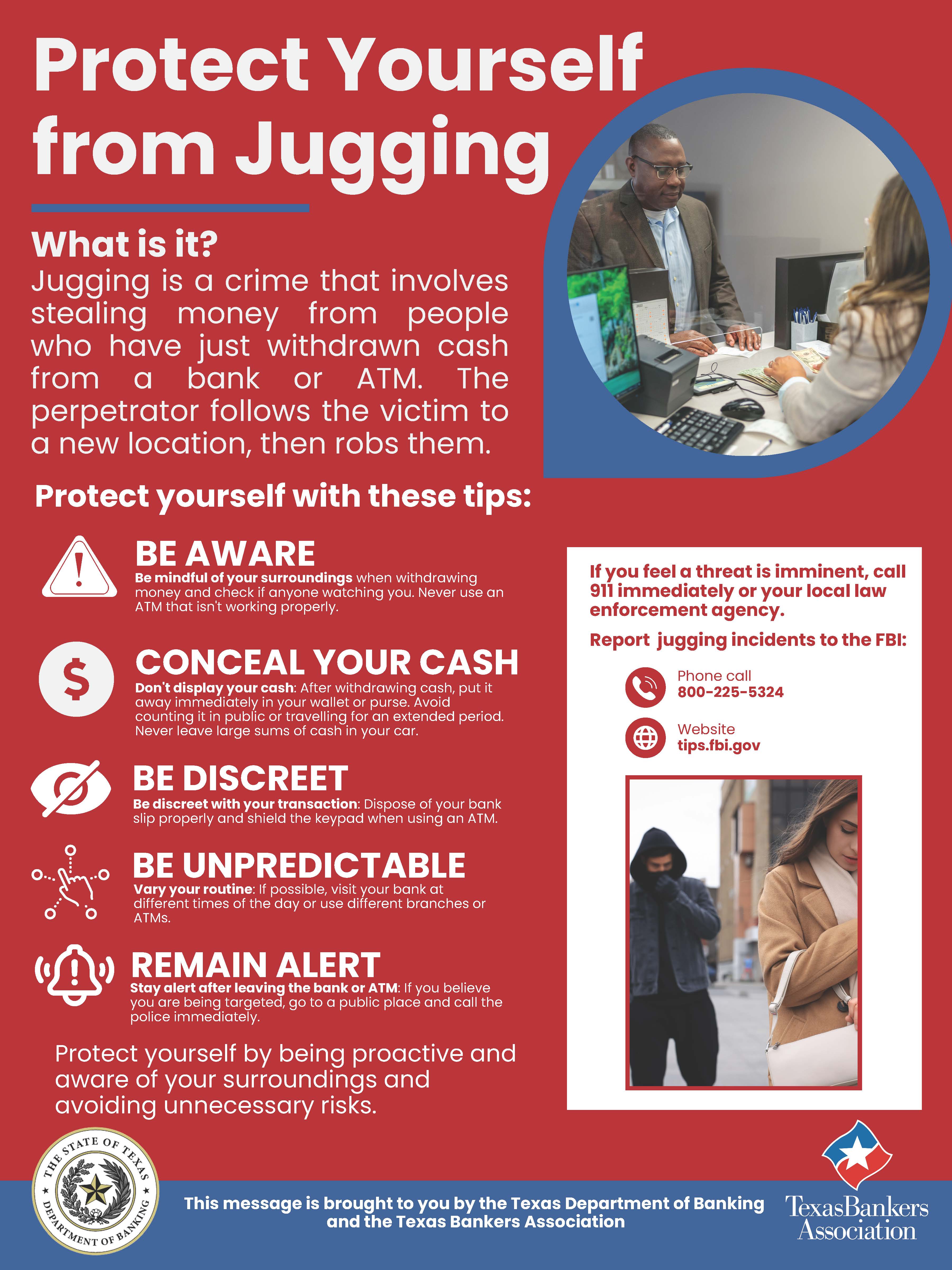 An info sheet titled Protect Yourself from Jugging.