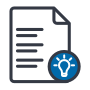 black and blue light bulb and document icon