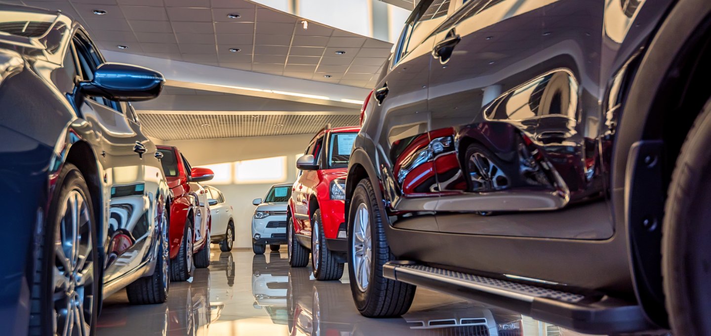 new vehicle line up in a garage