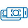 blue mobile check deposit icon