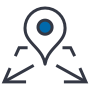 black and blue locator pin icon