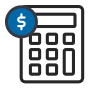 black and blue calculator icon